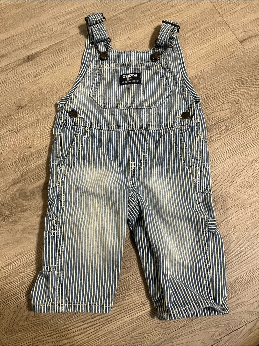 OshKosh B'gosh Blue & White Pinstripe Kids Overalls